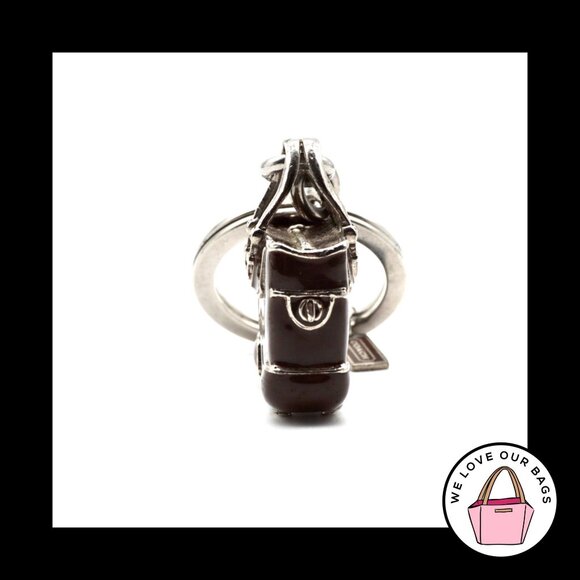 VINTAGE COACH Brown Gallery Tote 3D Enamel Nickel Fob Bag Charm Keychain 1K07 - Picture 4 of 6